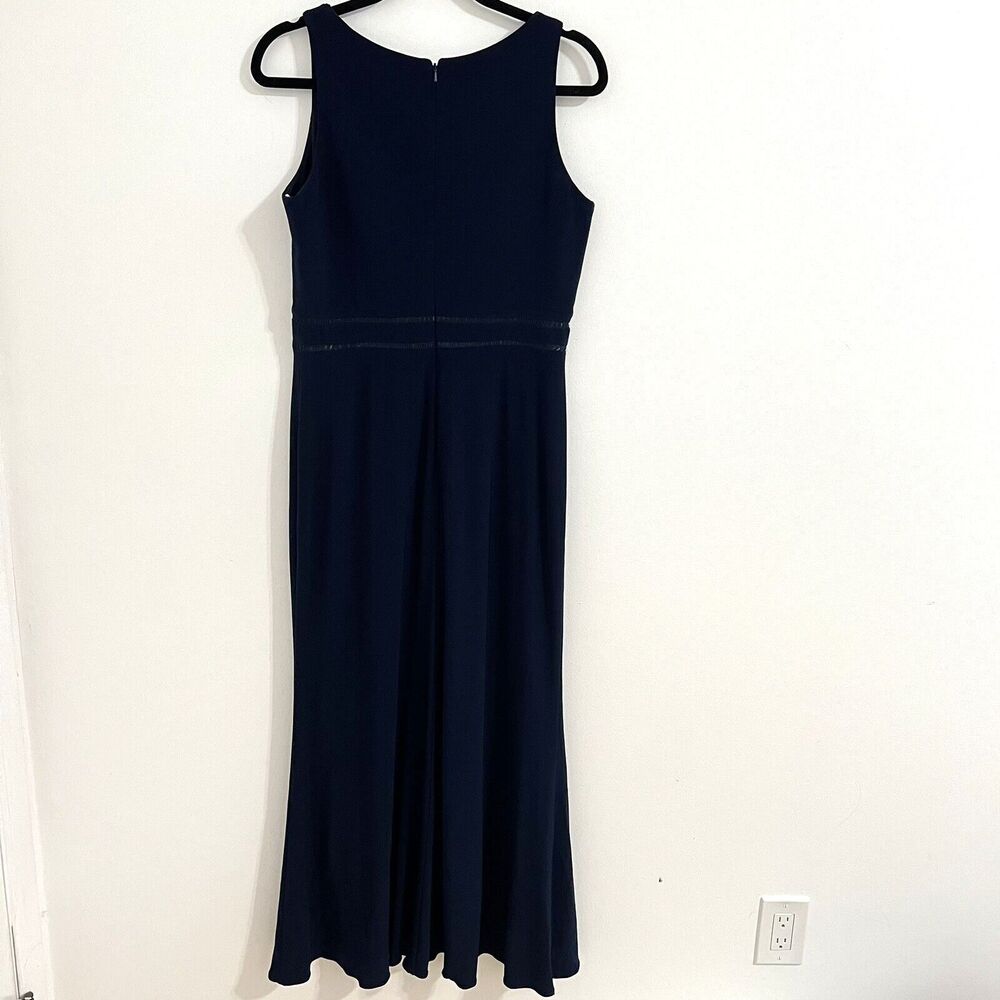 Christina Wu 22917 Jewel Neck Bridesmaid Maxi Dress Size 12 Navy Blue Formal